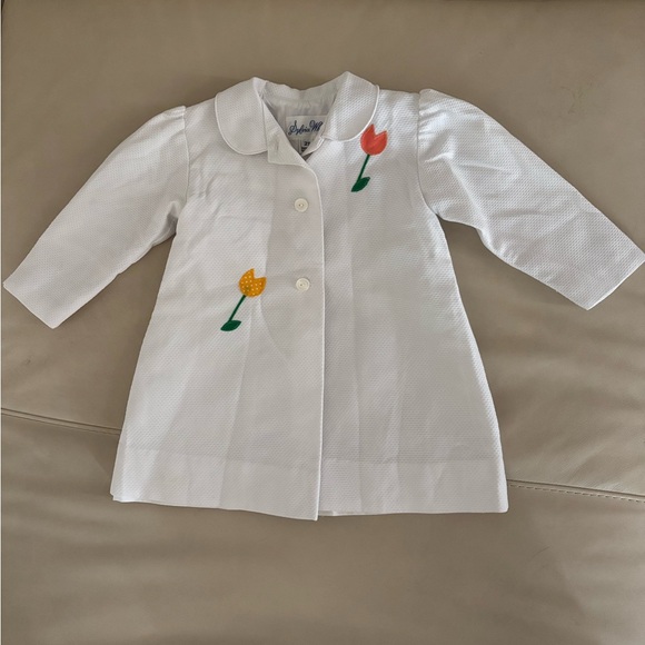 Sylvia Whyte Other - Vintage Sylvia Whyte Girls White Pique Tulip Jacket Coat Peter Pan Collar 2T
